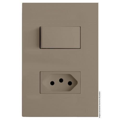 Imagem de Kit Interruptor Simples + Tomada 10A 4X2 Brs12211-4Fe