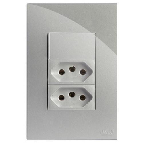 Imagem de Kit Interruptor Simples + Tomada Dupla 10A 4X2 Brg11344-1Pr