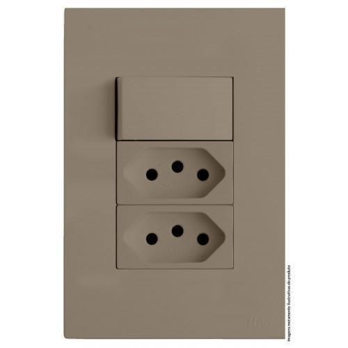 Imagem de Kit Interruptor Simples + Tomada Dupla 10A 4X2 Brs12283-1Fe