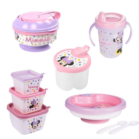 Imagem de Kit Introdução Alimentar Bebê Mickey Minnie Prato 5pçs