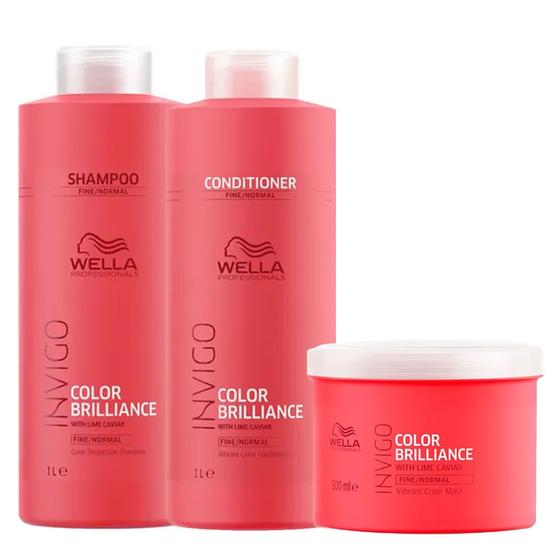 Kit Invigo Color Brilliance Tamanho Profissional Wella - Shampoo + Condicionador + Máscara Menor preço em Kit Invigo Color Brilliance Tamanho Profissional Wella - Shampoo + Condicionador + Máscara