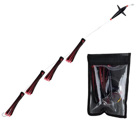 Imagem de Kit Isca Artificial Bird Teaser Com 4 Lulas Com Anzol Inox 7/0 Para Pesca Oceânica Corrico Trolling Completo