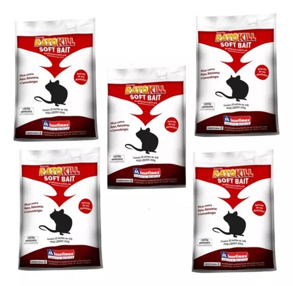 Kit Isca Soft Bait para Ratos - 5 Pacotes de 200g (20 Sachês de 10g ...