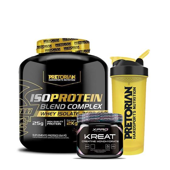 Imagem de Kit Iso Protein Blend Complex 2Kg + Creatina 300g + Coqueteleira - Pretorian