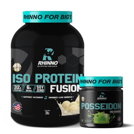 Imagem de Kit Iso Protein Fusion Baunilha + Pré Treino Posseidon Nutrition For Bigs