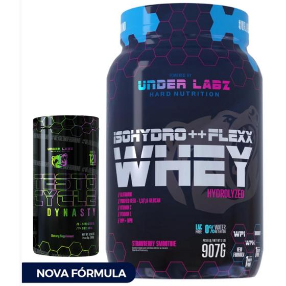 Imagem de Kit Isohydro ++ Flexx Whey - 907g (Nova Fórmula) - 907g + Testo Cycle Dynasty - Under Labz