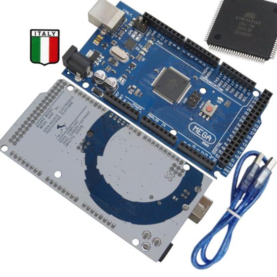 Imagem de Kit Italy Com Placa Para Arduino Mega 2560 R3 Atmega2560-16u + Cabo Usb