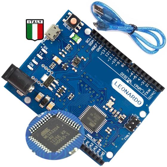 Imagem de Kit Italy Para Arduino Leonardo R3 Rev3 Atmega32u4 + Cabo Usb