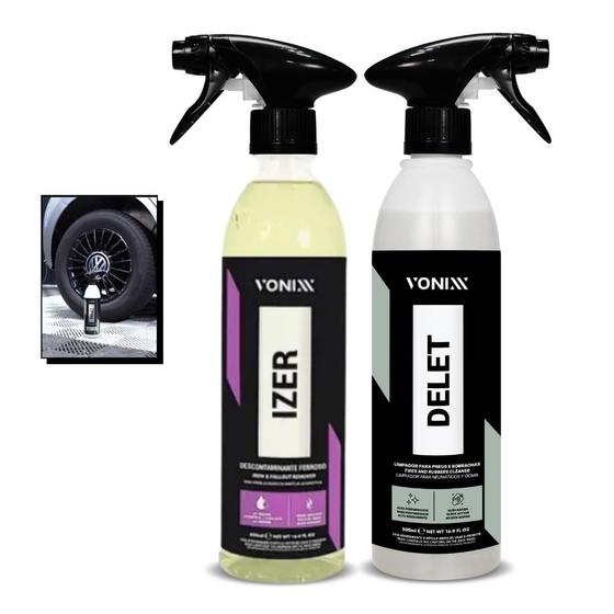 Imagem de Kit Izer 500ml + Delet 500ml Vonixx Limpeza Profunda Pneu