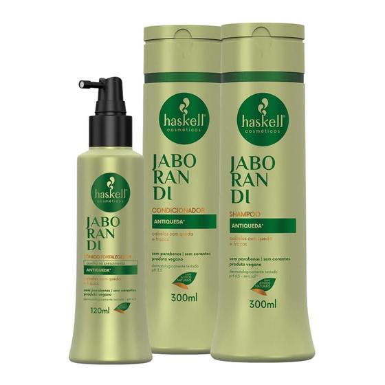 Imagem de Kit Jaborandi Antiqueda Haskell Shampoo e Condicionador 300ml + Tônico Fortalecedor 