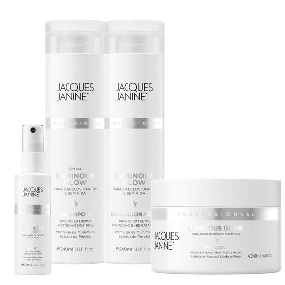 Imagem de Kit Jacques Janine Luminous Glow Shampoo Condicionador 240ml Máscara 240g Spray Finalizador 60ml