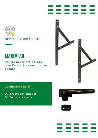 Imagem de Kit Janela Maxim Ar - Braço 30cm - C/ Fecho - Em Bronze