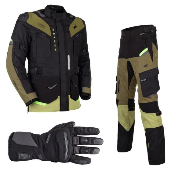 Imagem de Kit Jaqueta Calça Luva Texx Nomade Verde Militar