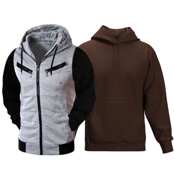 Imagem de Kit Jaqueta Com Ziper Aberta e Fechada e Blusa Com Capuz