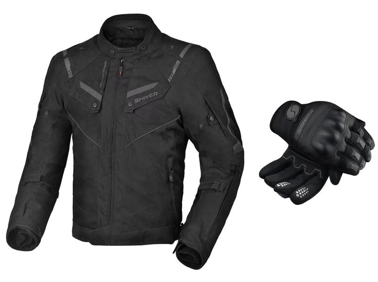 Imagem de  Kit Jaqueta Moto Motoqueira Shiver C/ Proteção + Par Luva 