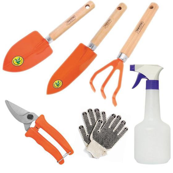 Kit Jardinagem Horta Tramontina 04 Peças com Luva e Borrifador Menor preço em Kit Jardinagem Horta Tramontina 04 Peças com Luva e Borrifador