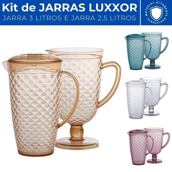 Imagem de Kit Jarra De Acrílico Com Tampa 3L + Jarra 2,5L Luxxor