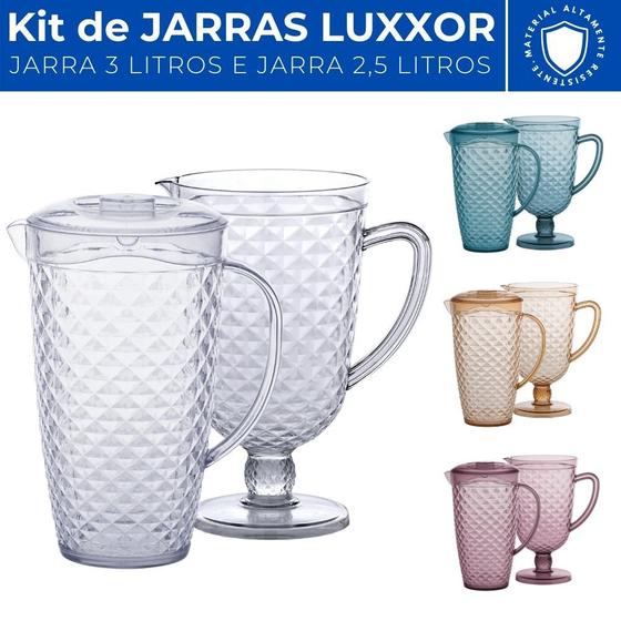 Imagem de Kit Jarra De Acrílico Com Tampa 3L + Jarra 2,5L Luxxor