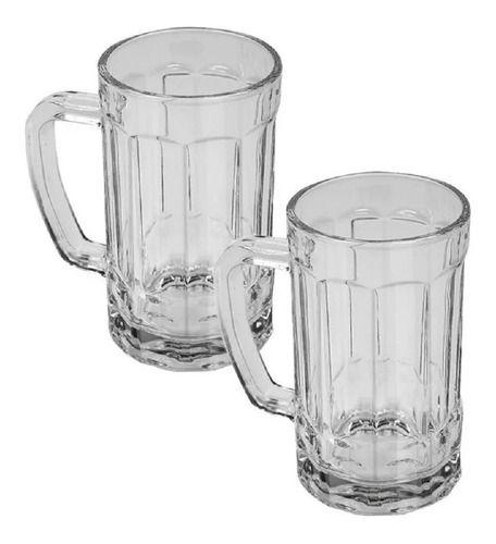 Imagem de Kit Jogo 2 Canecas Chopp Cerveja Vidro Transparente 400ml