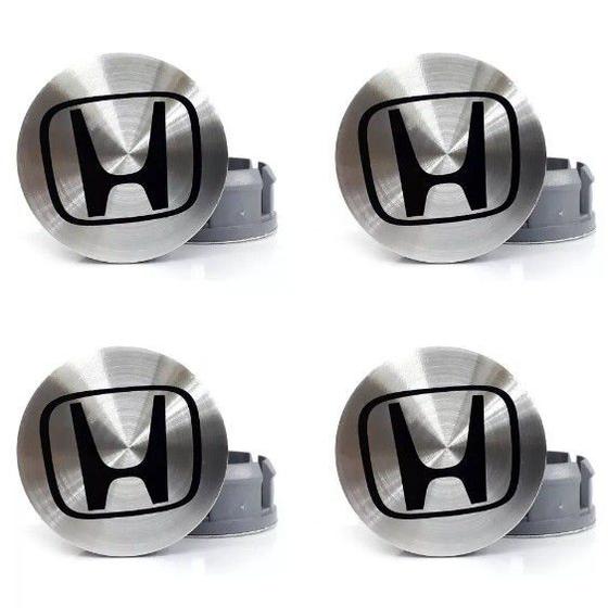 Kit Jogo 4 Calotinha Centrinho Miolo Tampa Emblema Roda Honda City Escovado 58mm Menor preço em Kit Jogo 4 Calotinha Centrinho Miolo Tampa Emblema Roda Honda City Escovado 58mm