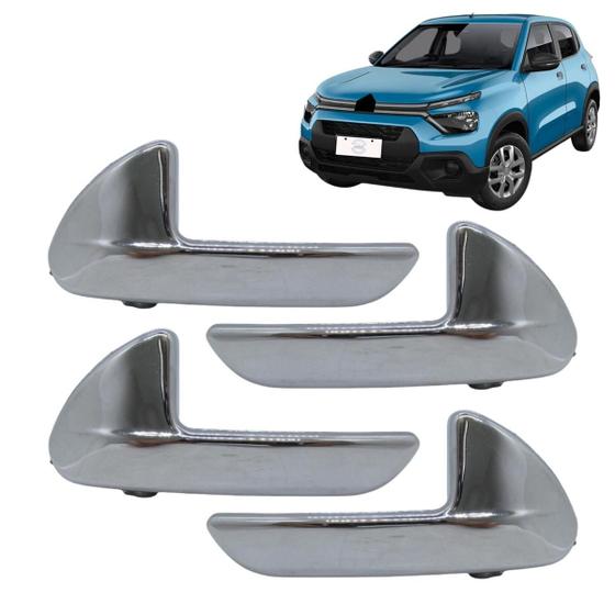 Imagem de Kit Jogo 4 Maçanetas Internas Citroen C3 Após 2022 Cromada