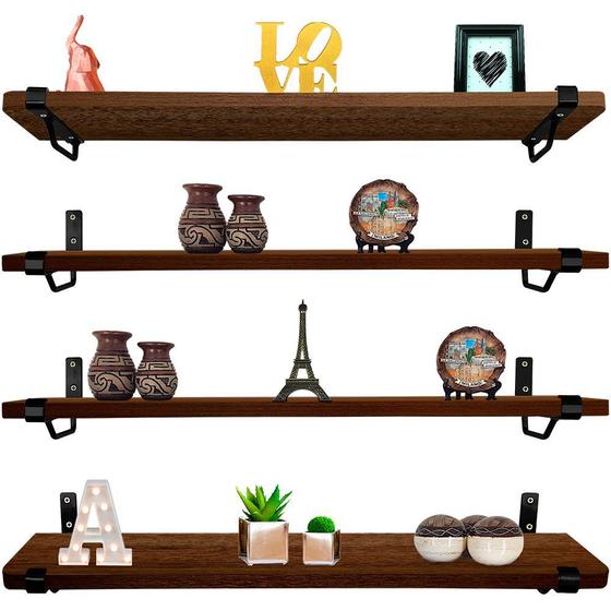 Kit Jogo 4 Prateleiras De Parede Madeira MDP 60cm x 15cm Preta e Villandry Menor preço em Kit Jogo 4 Prateleiras De Parede Madeira MDP 60cm x 15cm Preta e Villandry