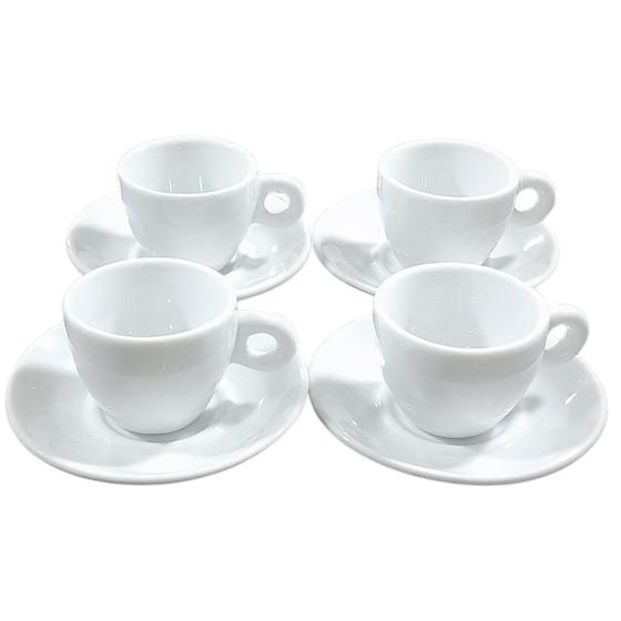 Imagem de Kit Jogo 4 xícaras Café 80ml Cônica com pires - Porcelana branca (2)