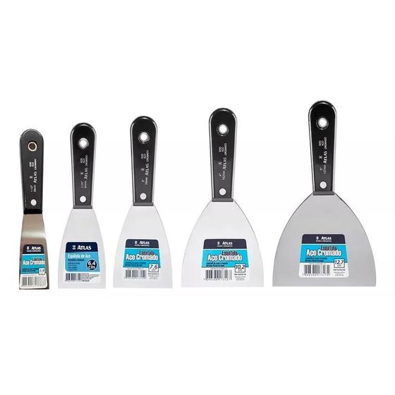 Kit Jogo 5 Peças Para Massa Gesso Pintura Espátula Aço Menor preço em Kit Jogo 5 Peças Para Massa Gesso Pintura Espátula Aço