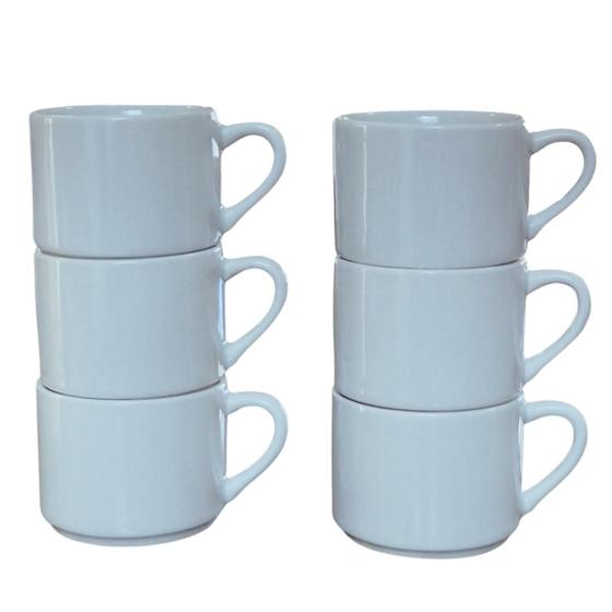 Imagem de Kit Jogo 6 Xicaras Café/Chá hotel 200ml Semi-Empilháveis- Porcelana Branca