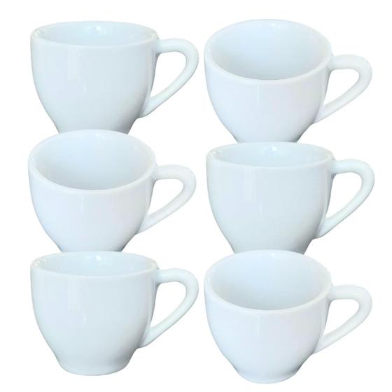 Imagem de Kit Jogo 6 Xicaras Café Expresso 75ml - Porcelana Branca