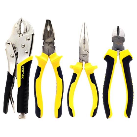 Imagem de Kit Jogo Alicates Utilidades Universal Corte Bico Pressão
