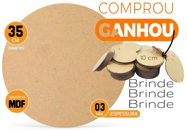 Imagem de Kit Jogo Americano Supla 35 Cm Mdf Liso Souplat Suplat 6 Peças