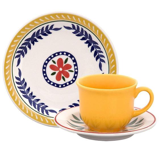 Imagem de Kit Jogo Café Lanche Floreal Dolce Vita 24 Peças Oxford Cerâmica