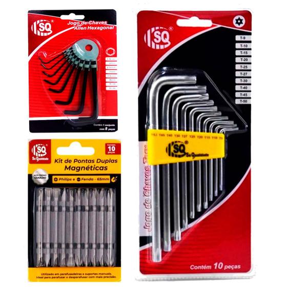 Imagem de Kit Jogo Chave Torx Allen Hexagonal Pontas Duplas Ferramenta