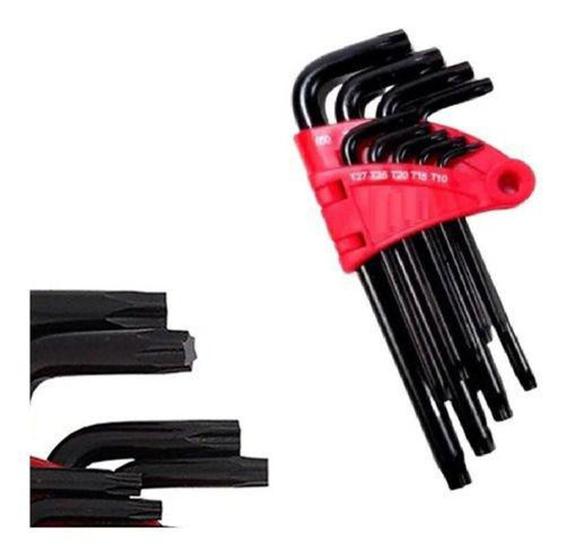 Imagem de Kit Jogo Chave Torx Curta Com Guia T10 A T50 9 Peças Cabo Curto Profissional - New