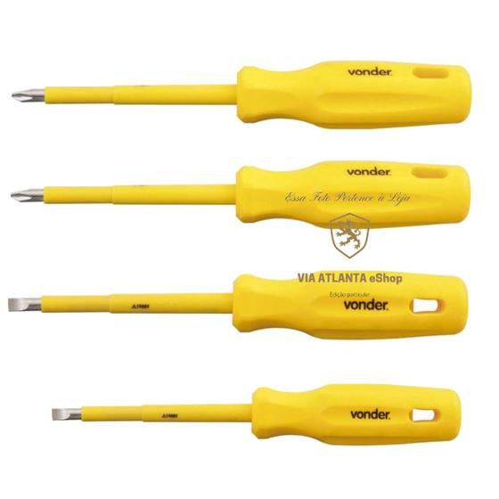 Imagem de Kit Jogo Chaves Fenda Philips Isoladas 1000V Volts Imantado Ponta Com Imã Profissional Eletricista 4 peças