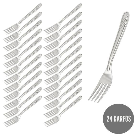 Imagem de Kit Jogo com 24 Talheres Garfo Inox Luxo Firme Restaurante
