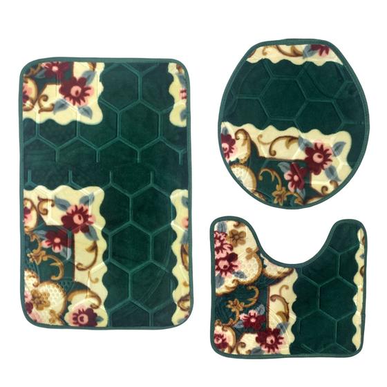 Kit Jogo Conjunto  De Tapetes 3 Peças Para Banheiro Floral Macio 3 Peças é boa?