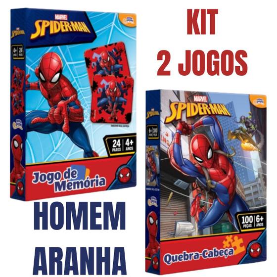 Imagem de Kit Jogo Da Memoria+quebra Cabeça Homem Aranha Infantil