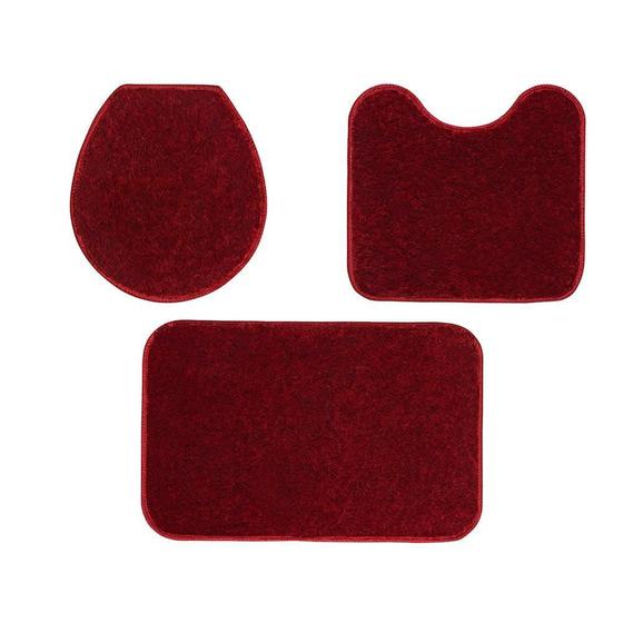 Kit Jogo De Banheiro 3 Peças Vermelho Shaggy Ornare Sultan Imagem de Kit Jogo De Banheiro 3 Peças Vermelho Shaggy Ornare Sultan
