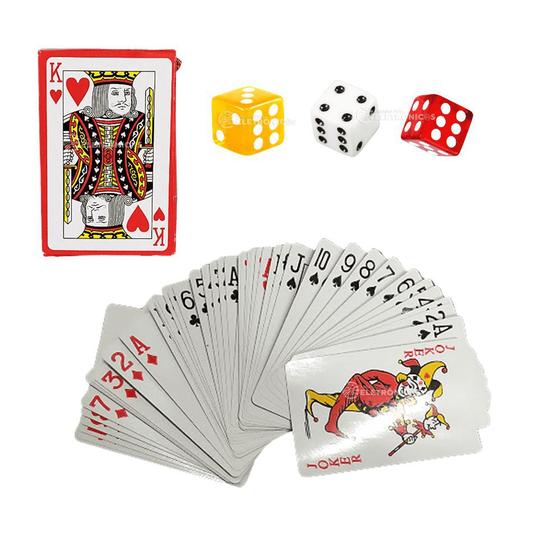 Kit Jogo De Baralho 54 Cartas 3 Dados Família Amigos BA5713 - Dantas ...