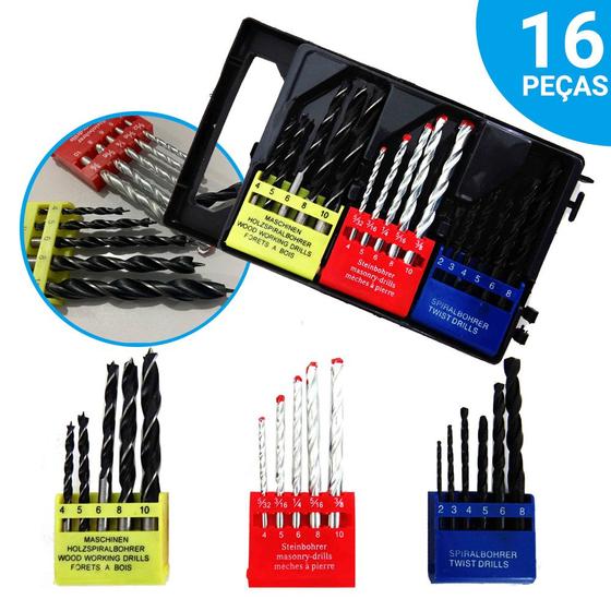 Kit Jogo De Broca Para Furadeira Madeira Metal Concreto Videa Kit 16 Peças Menor preço em Kit Jogo De Broca Para Furadeira Madeira Metal Concreto Videa Kit 16 Peças