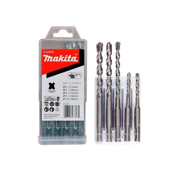 Imagem de Kit Jogo de Brocas de Martelete Sds Plus Para Concreto Com 5 Brocas D-61678 Makita