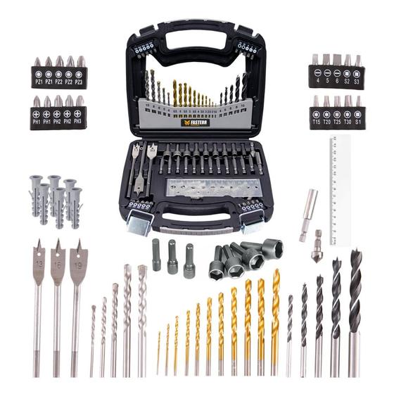 Imagem de Kit Jogo De Brocas E Bits 128 Pçs Para Parafusadeira Fasterr
