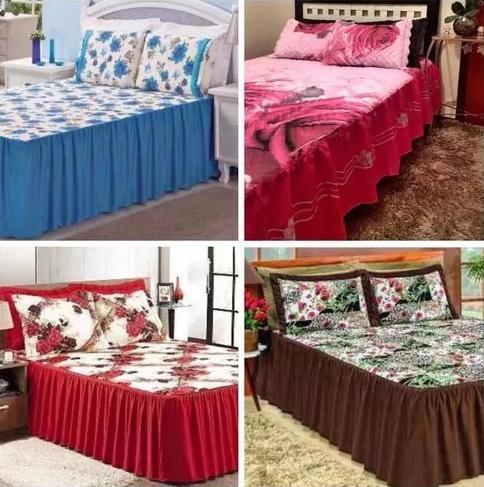 Imagem de Kit Jogo De Cama Cobre Leito Com Babado 3pçs Matelado com Linha 2,45x2,50m Cama Box Várias Estampas Sortidas