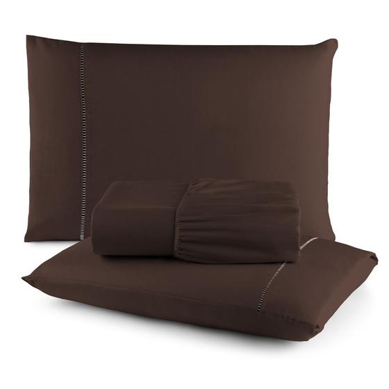 Imagem de Kit Jogo de Cama com 3 Jogos de Lençol Casal 4 Peças Ponto Palito Conforto e Estilo para seu Quarto