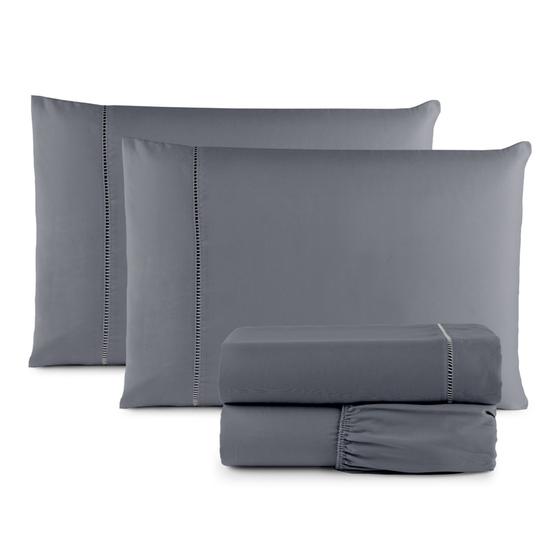 Imagem de Kit Jogo de Cama Lençol Casal King 4 Peças Com Elástico 400 Fios Super Macio Micropercal