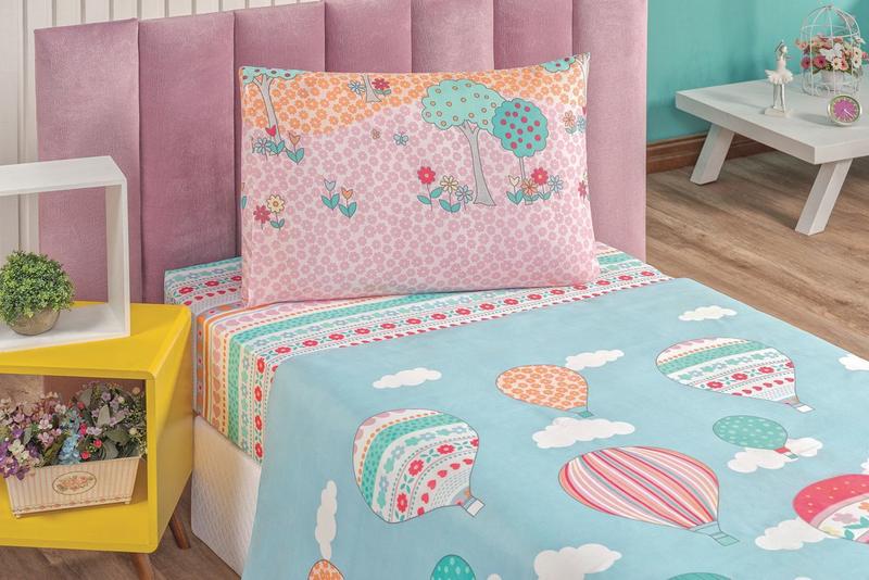 Imagem de Kit Jogo de Cama Solteiro 3 peças Estampado Kids Menina e Menino