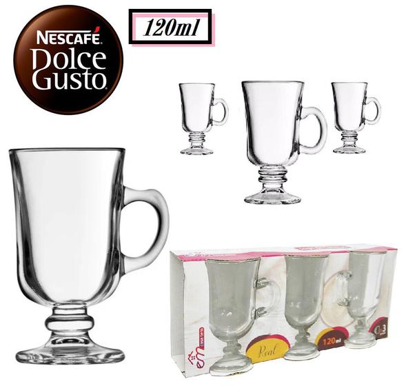 KIT JOGO DE CANECA DE VIDRO PARA CAFE / CAPPUCCINO REAL COM 3 PECAS 120ML Tamanho:120ml Menor preço em KIT JOGO DE CANECA DE VIDRO PARA CAFE / CAPPUCCINO REAL COM 3 PECAS 120ML Tamanho:120ml