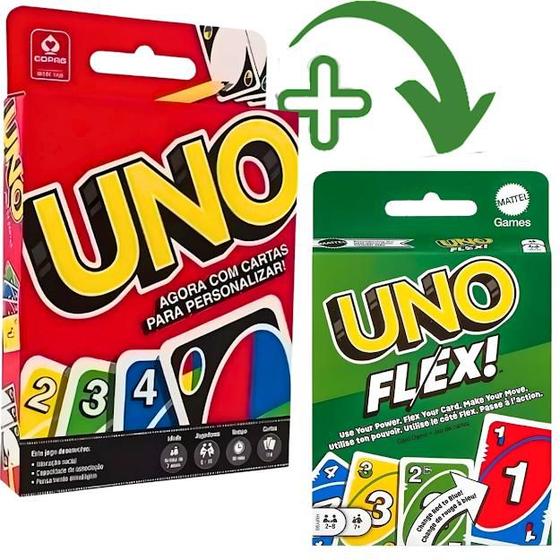 Imagem de Kit Jogo De Carta Uno Clássico E Uno Flex C/2 Baralhos Copag